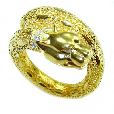 Cheetah authentic 18K Gold over .925 Sterling Silver handmade Statement Ring s. 7 1/2