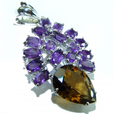 Vintage Design 12.4 CARAT Amethyst .925 Sterling Silver handcrafted Pendant