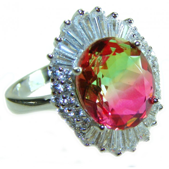 Magnificent 11.2 carat oval cut Pink Tourmaline .925 Silver handcrafted Cocktail Ring s. 7 3/4