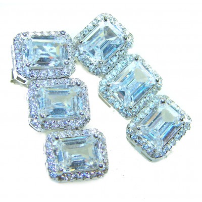 Luxurious 12.5 carat White Sapphire .925 Sterling Silver earrings