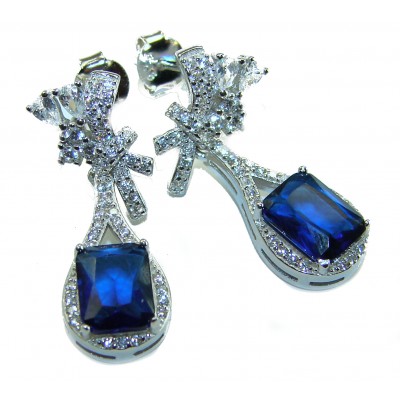 Pear cut 4.5 carat Sapphire .925 Sterling Silver handcrafted incredible earrings