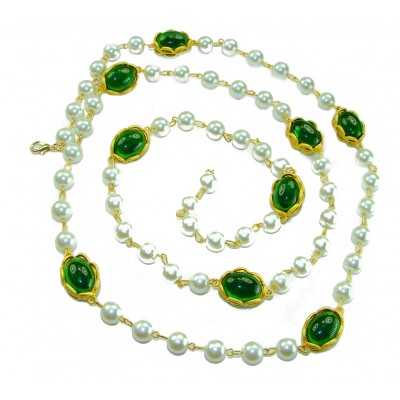 Incredible 48 inches long Freshwater Pearl 10K Gold over .925 Sterling Silver handmade Necklace