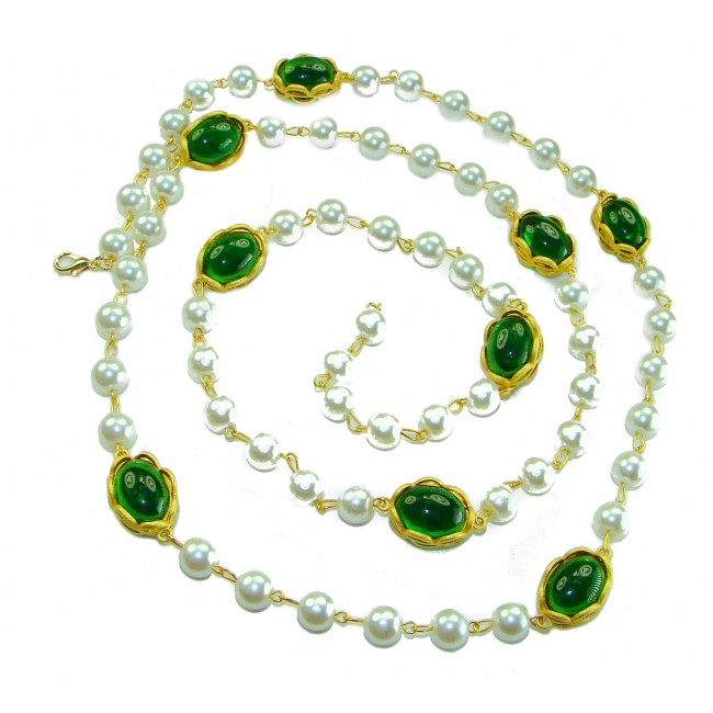 Incredible 48 inches long Freshwater Pearl 10K Gold over .925 Sterling Silver handmade Necklace