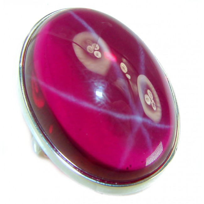 Bellezza Genuine 36.5 CARAT Star Ruby .925 Sterling Silver Large Statement Ring size 8