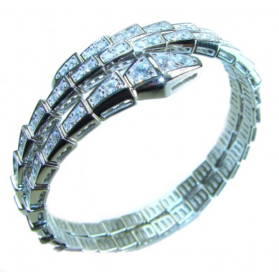 Precious Snake Genuine 55.5 carat White Topaz .925 Sterling Silver handcrafted spinal Bracelet