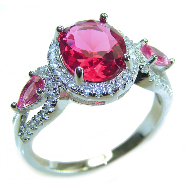 Incredible 5.5 carat Red Topaz .925 Sterling Silver Ring size 8 1/4