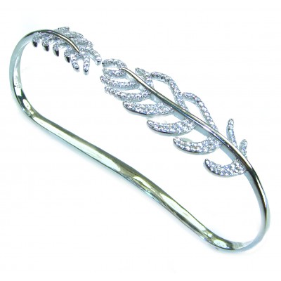 Fancy White Topaz .925 Sterling Silver handcrafted Statement Italy made Bracelet