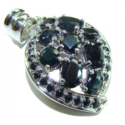 Fancy Blue Authentic 8.5 carat Sapphire .925 Sterling Silver handmade pendant