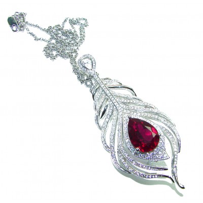 Authentic 12.5 carat faceted Australian Garnet .925 Sterling Silver handcrafted necklace pendant brooch