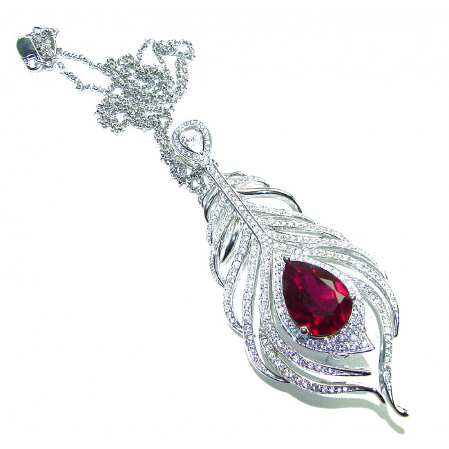 Authentic 12.5 carat faceted Australian Garnet .925 Sterling Silver handcrafted necklace pendant brooch