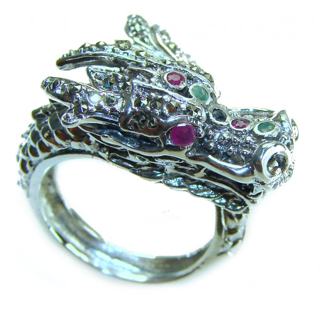 Reclaim your Power 12.5 grams Authentic Marcasite .925 Sterling Silver Handcrafted Large Ring size 8