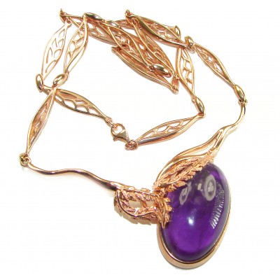Purple Rose authentic 39.8 carat authentic Amethyst 14K ROSE Gold over .925 Sterling Silver handcrafted Station necklace