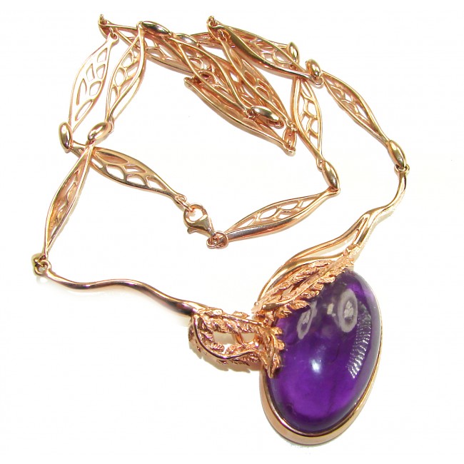 Purple Rose authentic 39.8 carat authentic Amethyst 14K ROSE Gold over .925 Sterling Silver handcrafted Station necklace