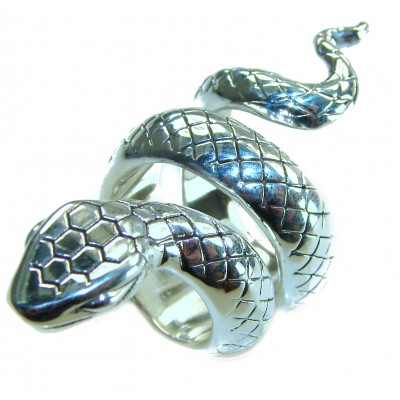 Large Boa Snake .925 Sterling Silver handcrafted Statement SPINAL Ring size 7