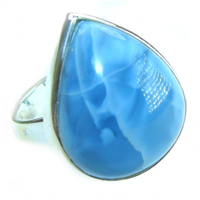 Rare and Spectacular 22.9 carat authentic Andean (Peruvian) Blue Opal .925 Sterling Silver Handcrafted Ring size 7