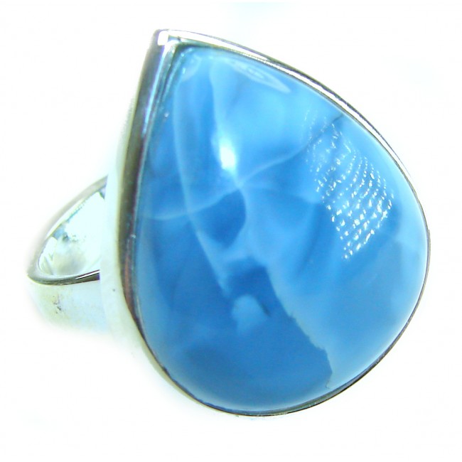 Rare and Spectacular 22.9 carat authentic Andean (Peruvian) Blue Opal .925 Sterling Silver Handcrafted Ring size 7