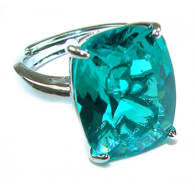 Stunning 11.9 carat authentic Aquamarine .925 Sterling Silver Handcrafted Ring size 6 3/4