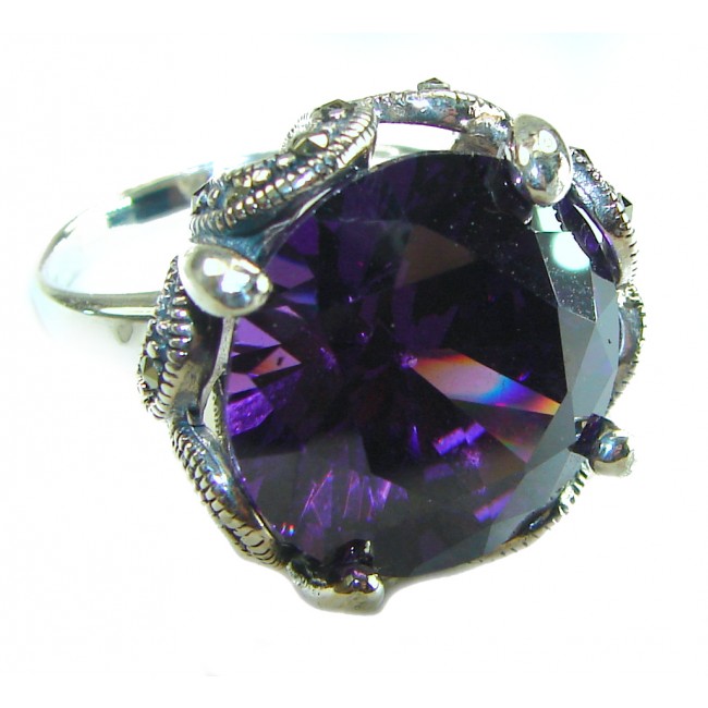 Magic Odyssey 29.5 carat authentic Amethyst .925 Silver handcrafted Statement Ring s. 7 1/2