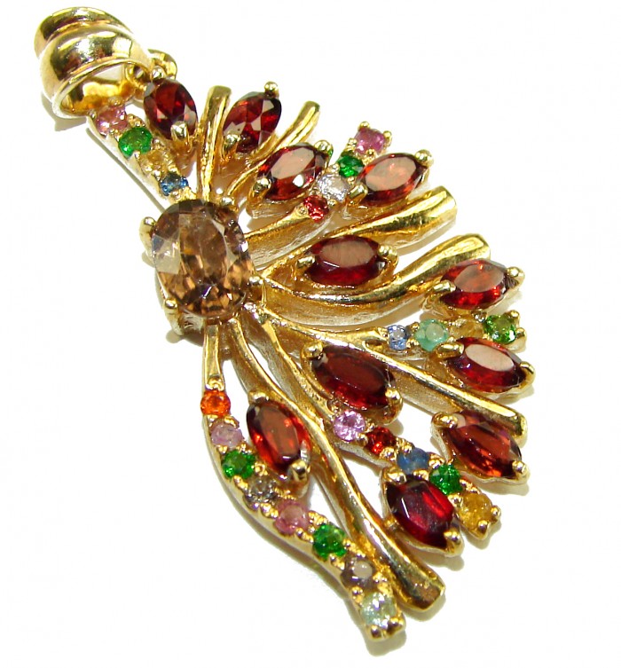 Smoky Topaz 8.5 carat Brazilian Smoky Topaz 18K Gold over .925 Sterling Silver handmade Pendant