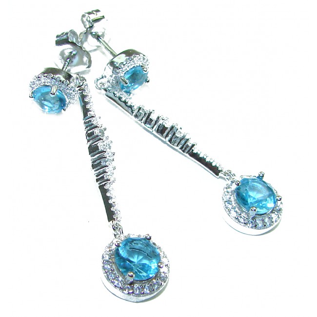 Eau Pure 4.5 carat Swiss Blue Topaz .925 Sterling Silver Handcrafted Earrings