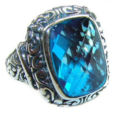 Blue Dreamer 25.5 carat London Blue Topaz .925 Sterling Silver Perfectly handcrafted Ring s. 7 1/2