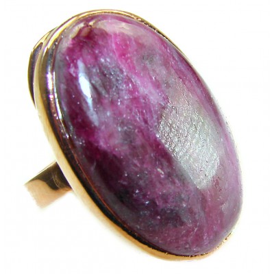 Authentic Ruby in Zoisite 18k Rose Gold over .925 Sterling Silver handmade Cocktail Ring s. 8 adjustable