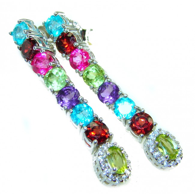 Fiesta Authentic 9.5 carat Multigem .925 Sterling Silver brilliantly handcrafted earrings