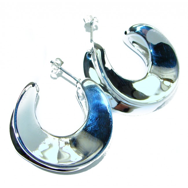 LARGE - EXTRAVAGANZA - Highly Polished Fancy .925 Sterling Silver Italy made Earrings