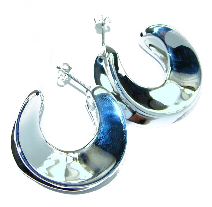 LARGE - EXTRAVAGANZA - Highly Polished Fancy .925 Sterling Silver Italy made Earrings
