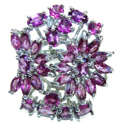 Rose Garden 10.5 carat .925 Sterling Silver handcrafted ring; s. 9