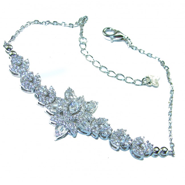 Luxurious 5.9 carat White Topaz .925 Sterling Silver handcrafted Bracelet