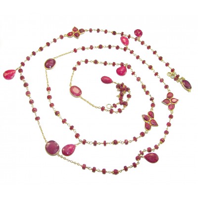 Luxurious natural 40.5 carat Ruby .925 Sterling Silver handmade Statement necklace