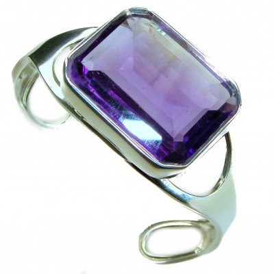 Prodigy - Real Treasure- Genuine 55.6 CARAT Amethyst .925 Sterling Silver handcrafted Bracelet / Cuff