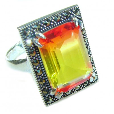 Tiffany 11.5 carat Ametrine Marcasite .925 Sterling Silver handmade Ring s. 7