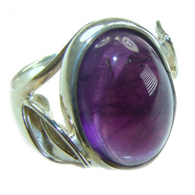 Purple Amethyst .925 Sterling Silver Handcrafted Large Ring size 7 1/2