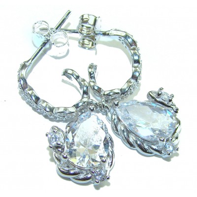 Luxurious 12.5 carat White Sapphire .925 Sterling Silver earrings