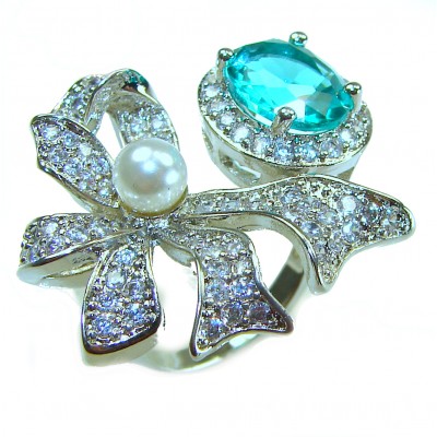 Eau Pure 3.5 carat Paraiba Tourmaline .925 Sterling Silver Handcrafted Ring size 6 1/4