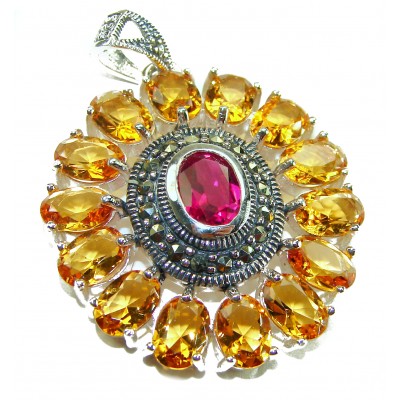 Deluxe 10.2 carat Ruby .925 Sterling Silver handmade Pendant