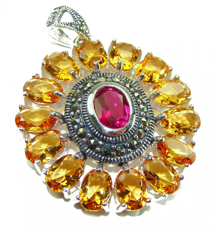 Deluxe 10.2 carat Ruby .925 Sterling Silver handmade Pendant