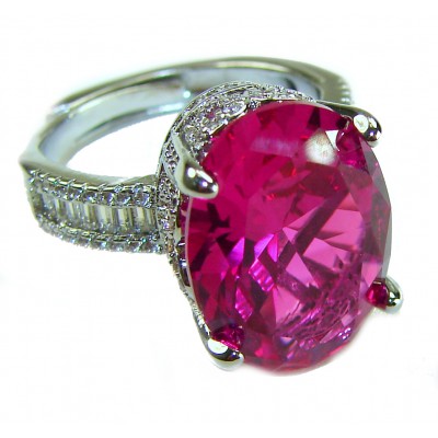 Blooming Beauty 11.8 carat Pink Sapphire .925 Silver handcrafted Cocktail Ring s. 7