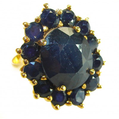 Authentic 18.8 carat Sapphire 14K Gold over .925 Sterling Silver handcrafted Ring size 7 3/4