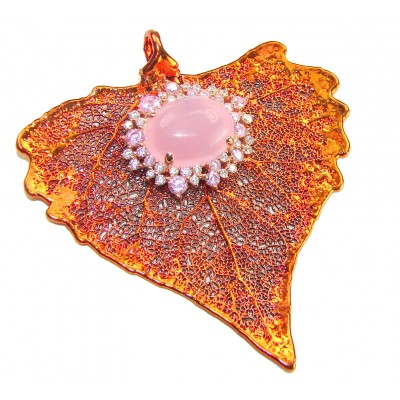 Rain Drop REAL Leaf dipped in copper Boulder Opal & .925 Sterling Silver Pendant