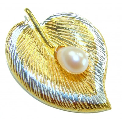 Natural Leaf Pearl 14K Gold over .925 Sterling Silver handmade
