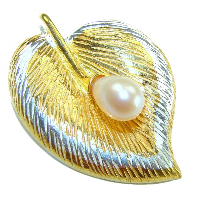 Natural Leaf Pearl 14K Gold over .925 Sterling Silver handmade