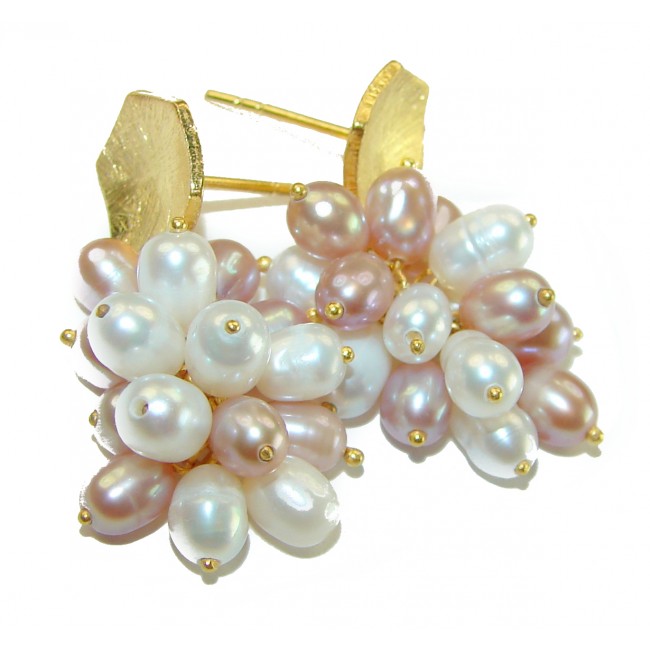 Natural White Mother of Pearl 14K Gold over .925 Sterling Silver handcrafted earrings