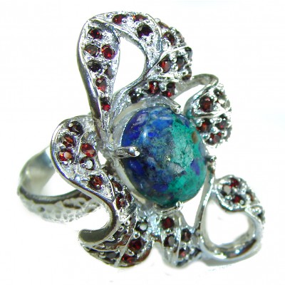 Great quality Blue Azurite Sapphire .925 Sterling Silver handcrafted Ring size 9 1/4