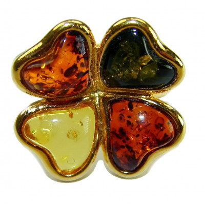 Beauty of the Nature Baltic Amber .925 Sterling Silver handcrafted HUGE ring; s. 7 adjustable