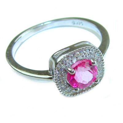A Spark of Sweetness 5.8 carat Hot Pink Sapphire .925 Sterling Silver Ring s. 8 1/4