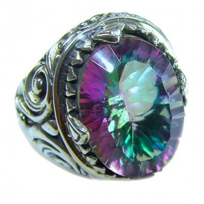 Big Dreamer Massive 11.8 carat Mystic Topaz .925 Sterling Silver handcrafted Large ring size 6