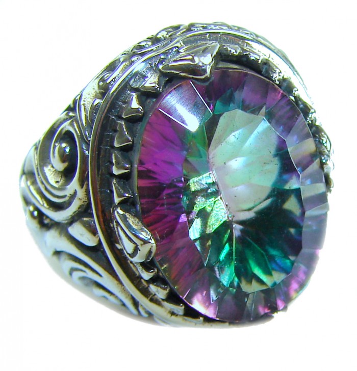 Big Dreamer Massive 11.8 carat Mystic Topaz .925 Sterling Silver handcrafted Large ring size 6